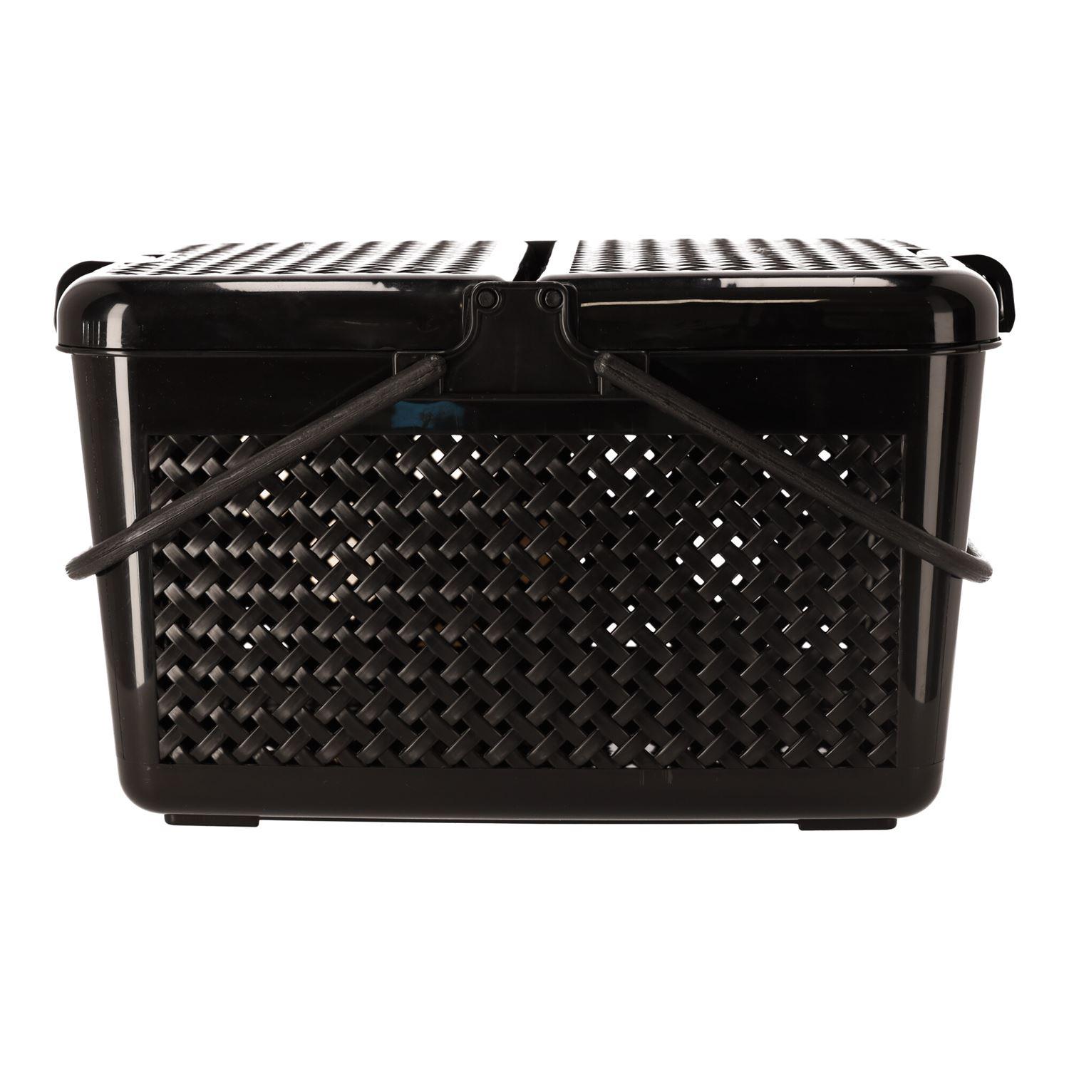 Rectangular picnic basket lockable black, POLISH PRODUCT