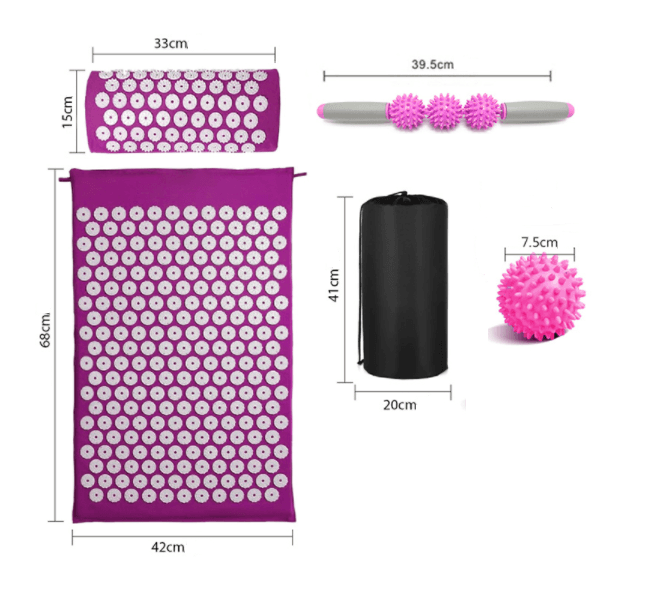 Acupressure set 5-in-1 : health mat with spikes + pillow - purple