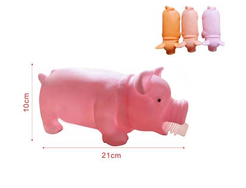 Zabawka chrumkająca dla psa / gryzak dla psa – świnka dł. 21 cm, mix kolorów