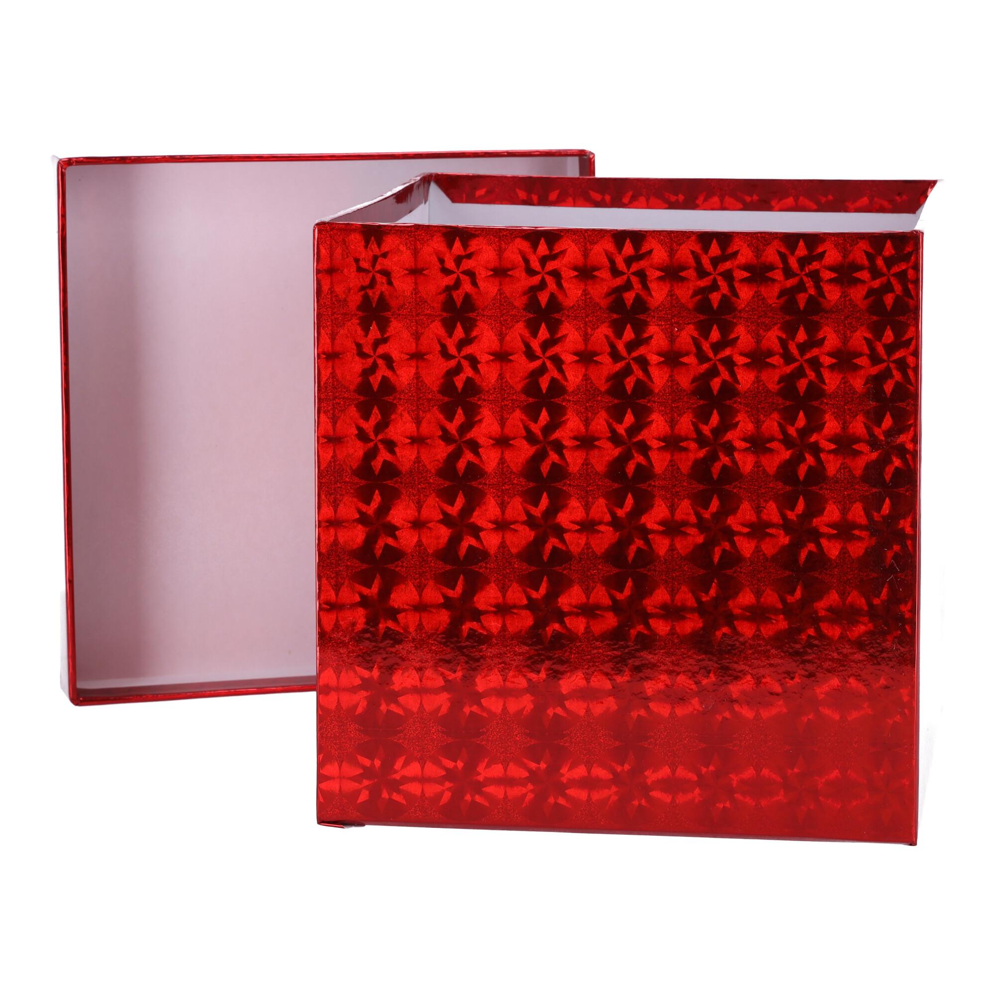 Pudełko prezentowe kwadratowe - czerwone 22,5x22,5 cm