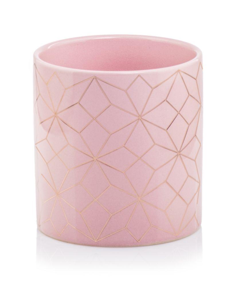 Ceramiczna donica w kształcie cylindra - różowo złota - kolekcja BARCELONA