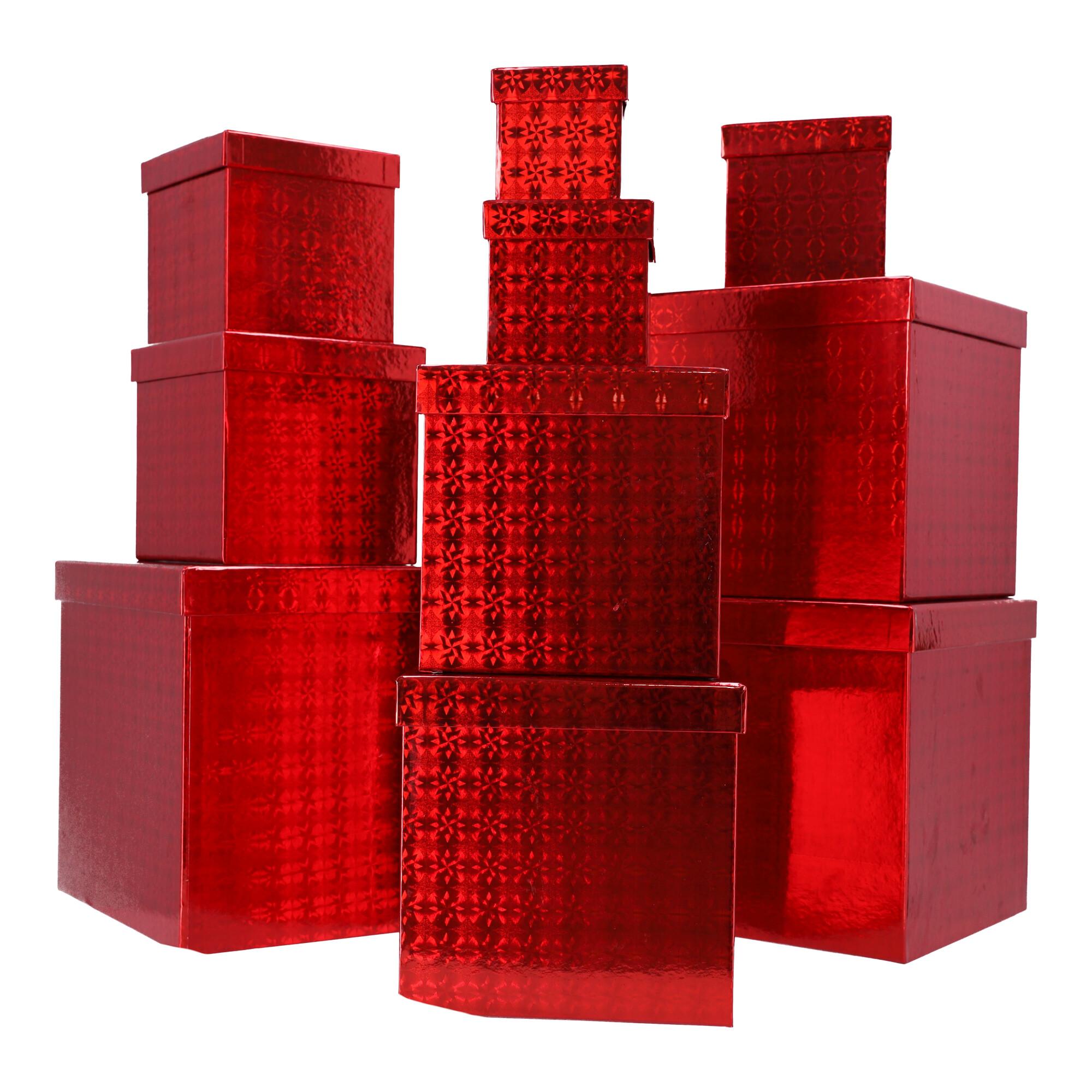 Pudełko prezentowe kwadratowe - czerwone 18,5x18,5 cm