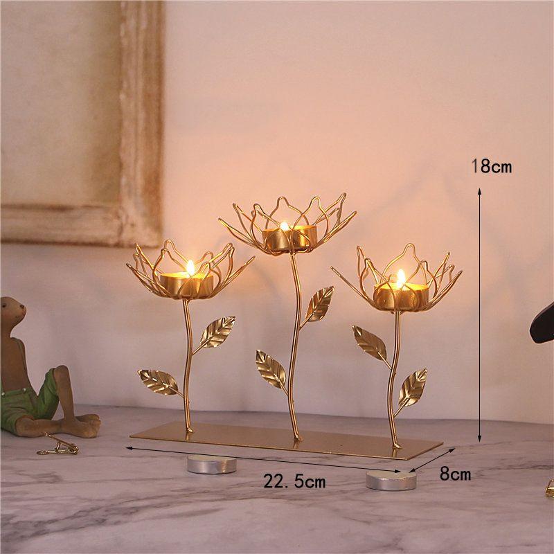 Decorative golden candlestick - three tulips