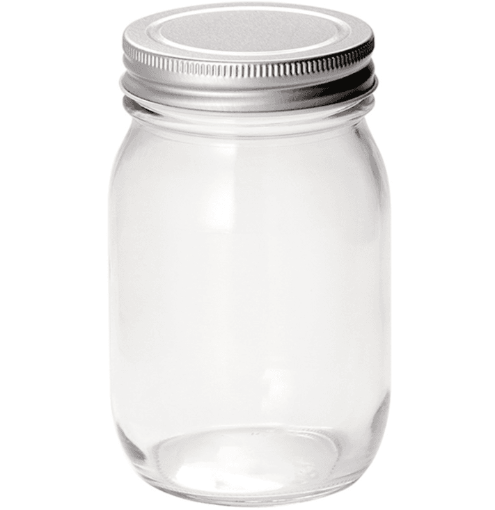 Glass jar for candles with a silver cap 380 ml