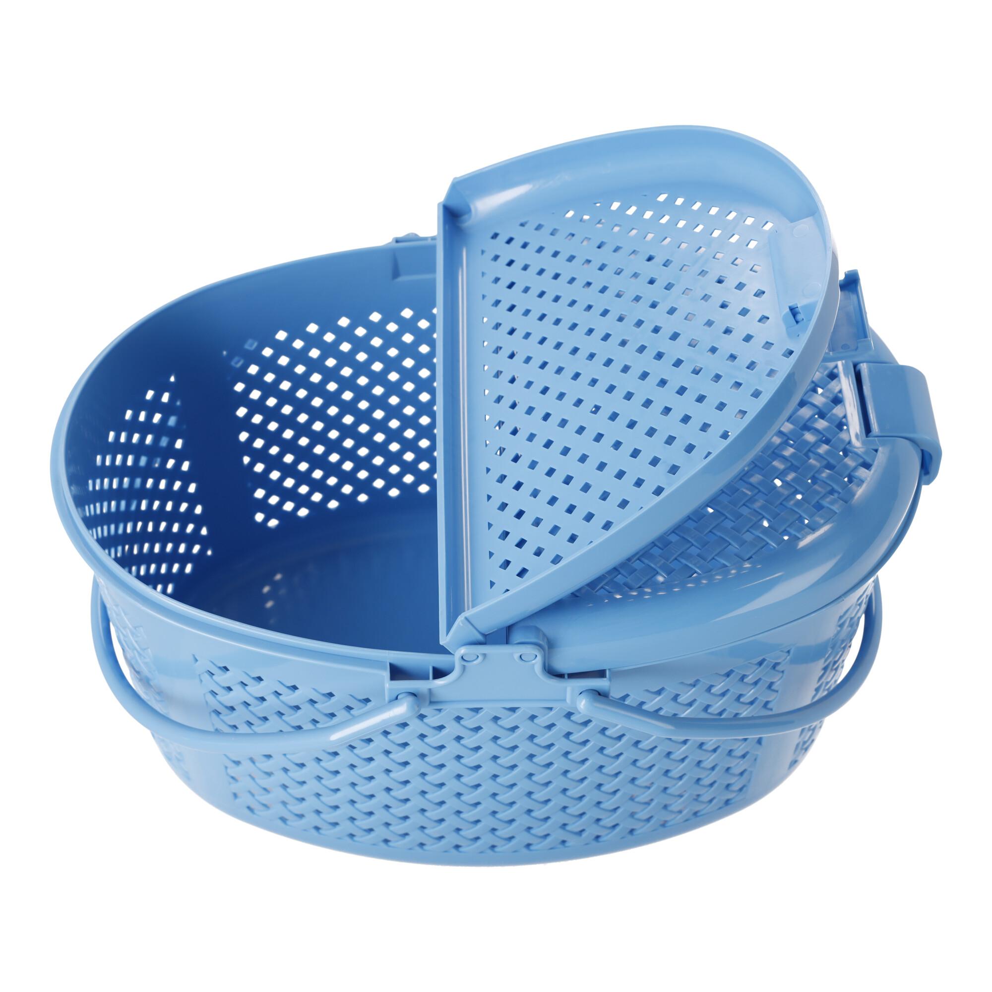Closable oval picnic basket blue, POLISH PRODUCT