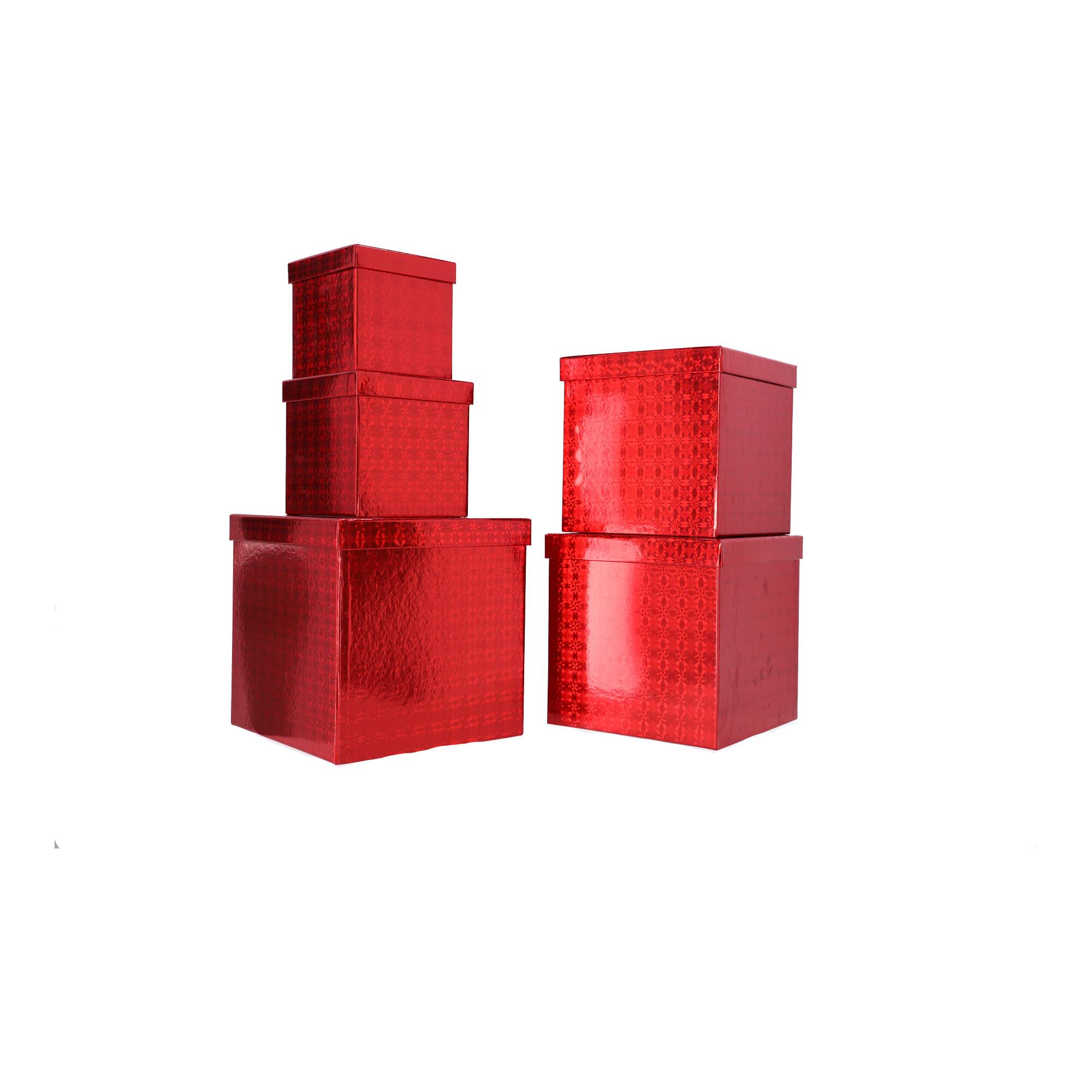 Pudełko prezentowe kwadratowe - czerwone 20,5x20,5 cm